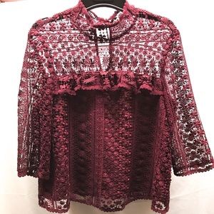 Cupcakes and Cashmere embroidered lace blouse